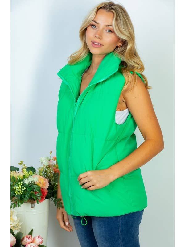 White Birch - Wholesale Outerwear Vest - Women's - T24948 Sleeveless Solid Woven Puffer Vest3