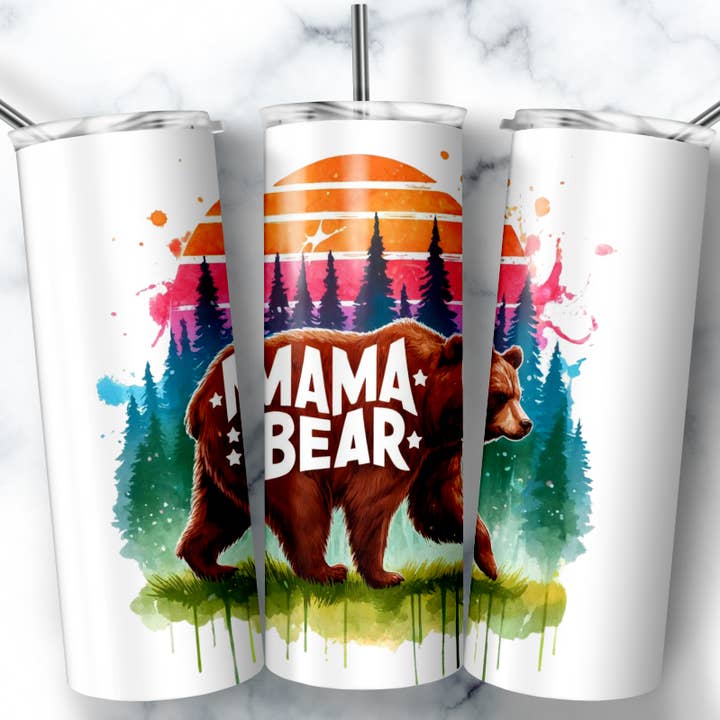 Mama Bear Tumbler, Mom Tumbler, Mom Color Tumbler for wholesale by So Peachy Designs