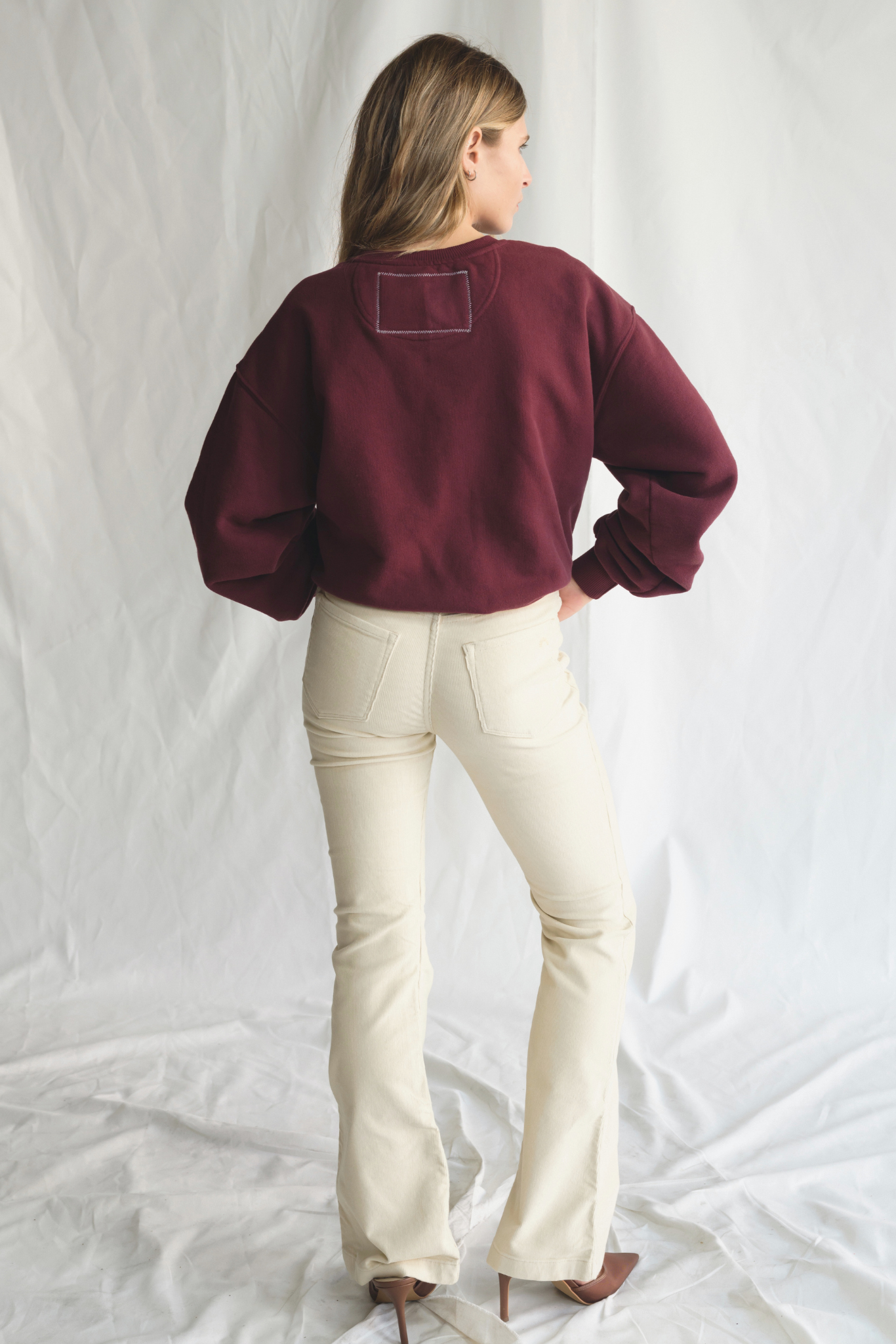 People Of Leisure - Wholesale Graphic Sweatshirt - Women's - Red Wine & Blue Crewneck Pullover4