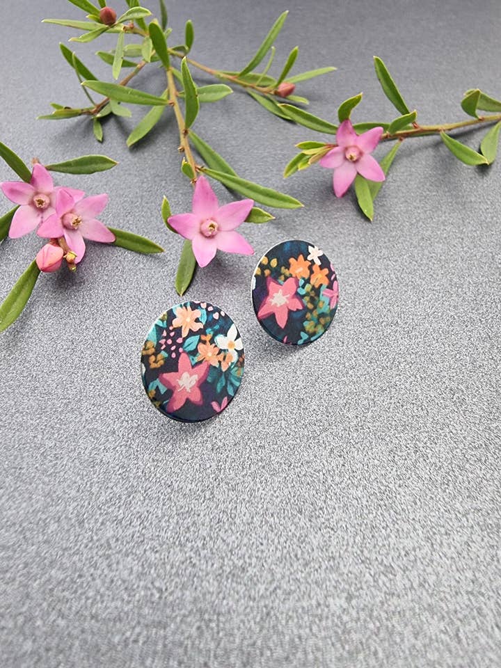 FLORETTE - Teal 16mm disc studs for wholesale by erin.k creative studio