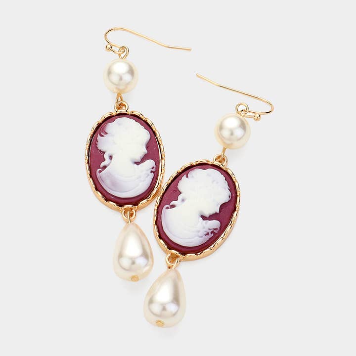 Sensibling Corp. - Wholesale Dangle Earrings - Pearl Pointed Cameo Dangle Earrings5