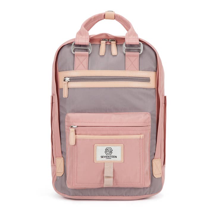 Wimbledon Backpack - Pink with Grey for wholesale by SEVENTEEN LONDON