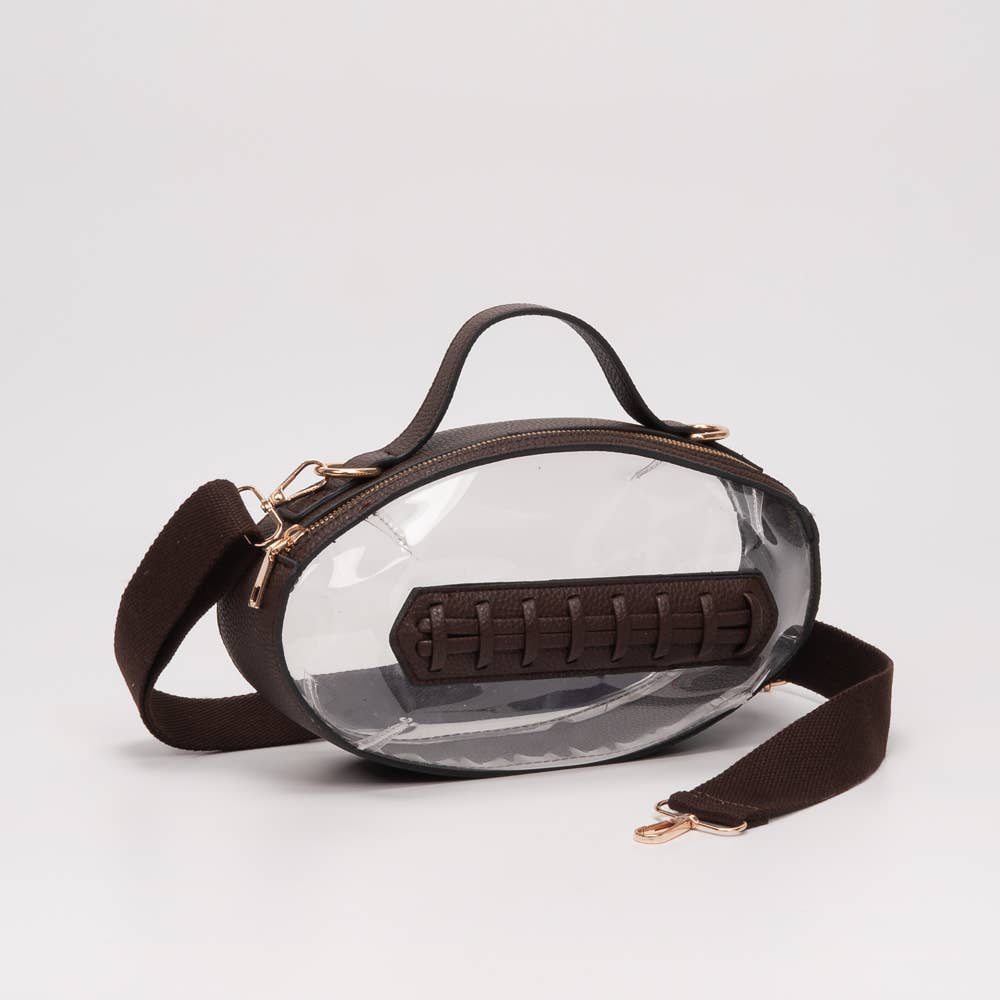 Sensibling Corp. - Wholesale Crossbody Bag - Women's - Football Shaped Transparent Crossbody Bag
15