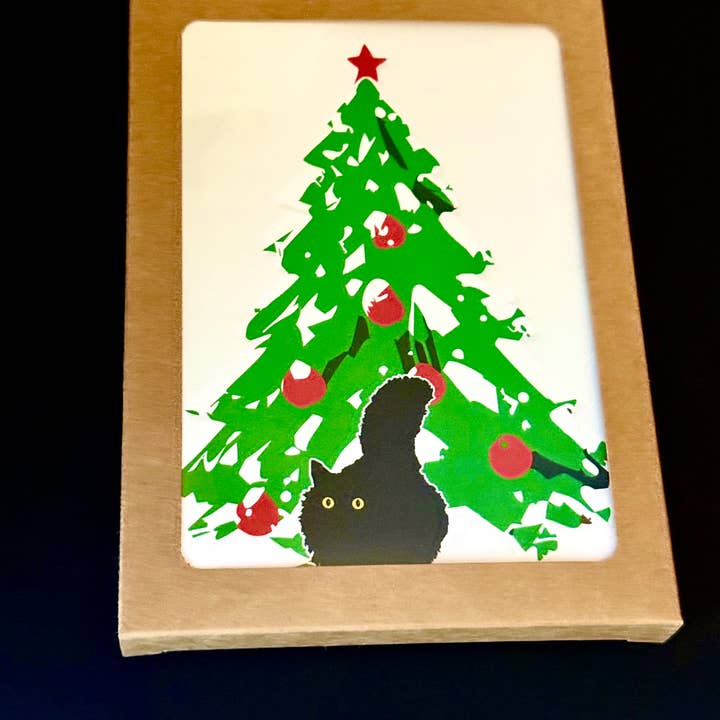 Mobius Theory – Großhandel Weihnachtskarte – Weihnachtsbaum-Katzen-Feiertagskarten-Set mit sechs (6) Karten0