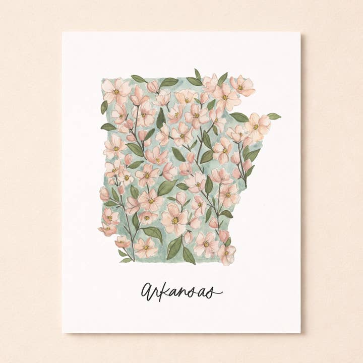Arkansas State Flower Apple Blossom | Watercolor Art Print for wholesale by Coley Kuyper Art