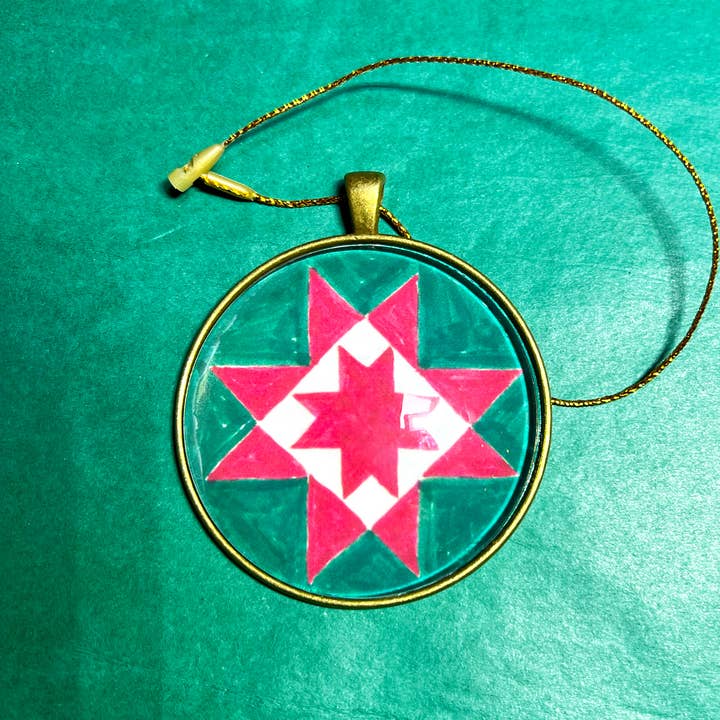 Quilt Design Jewelry - Wholesale Ornament - Quilt Design Christmas Ornament, Rising Star2