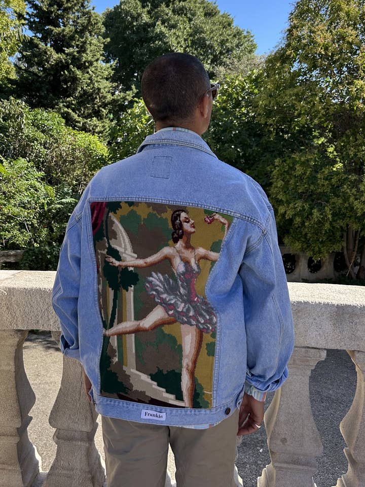 Frankie - Wholesale Denim jacket – Women's - Upcycled denim jacket with vintage needlepoint0