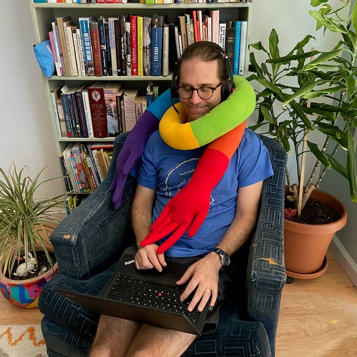 Stay Happy Hug Pillow for wholesale by Jumbo Jibbles