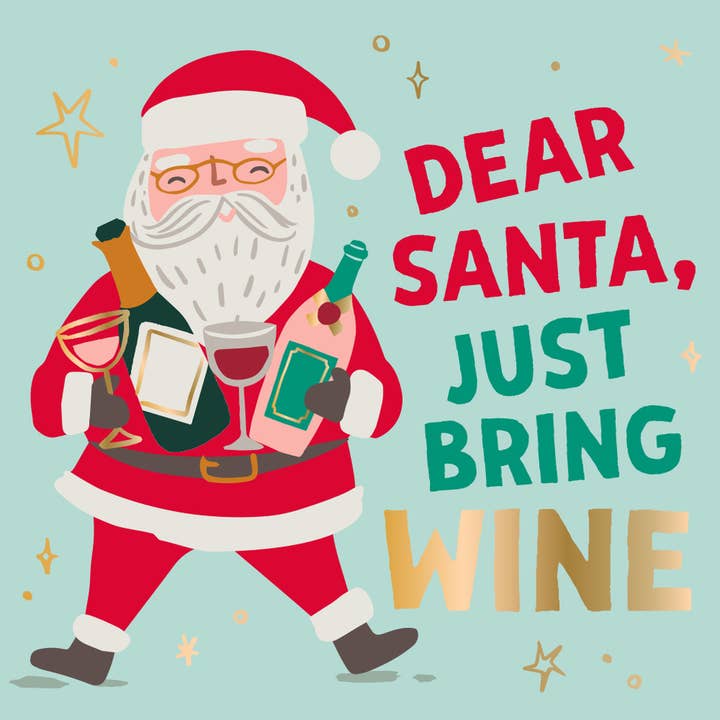 soiree-sisters - Wholesale Disposable Napkin - Funny Christmas Cocktail Napkins | Bring Wine - Foil - 20ct