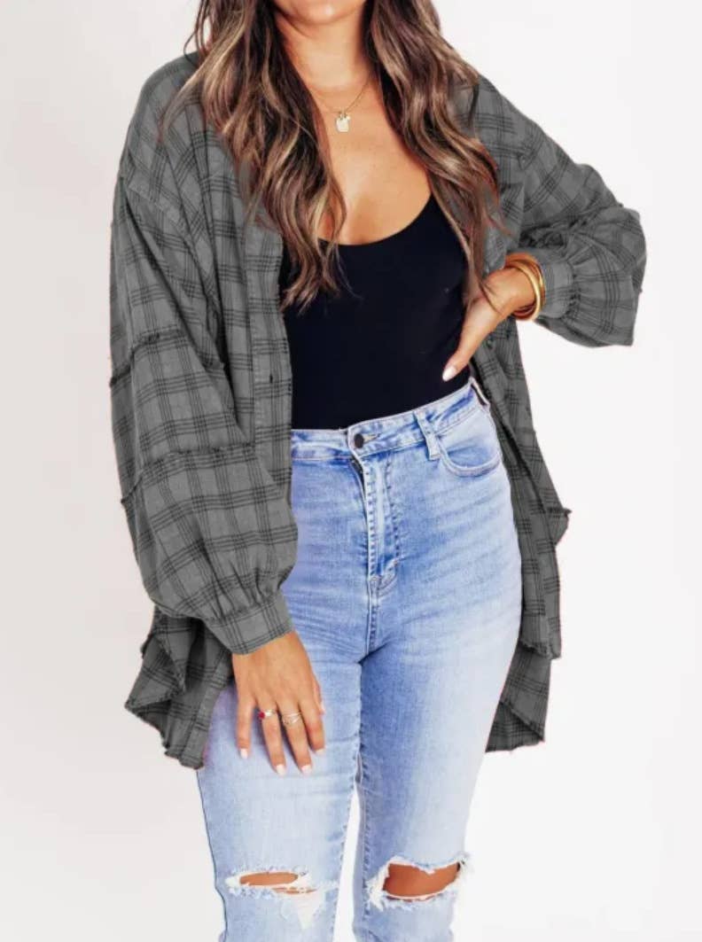 Rosa Clothing - Wholesale Shirt Jacket/Shacket - Women's - Plaid shirt oversized Long Shacket 7 colors4