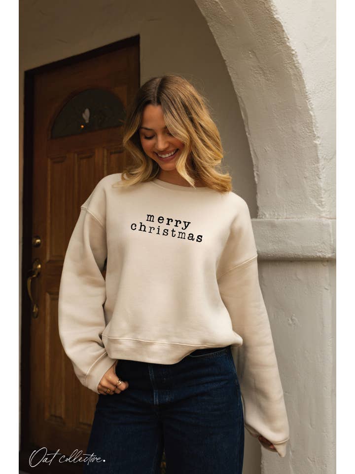 OAT COLLECTIVE - Wholesale Graphic Sweatshirt - Women's - MERRY CHRISTMAS Mid Cropped Graphic Sweatshirt5