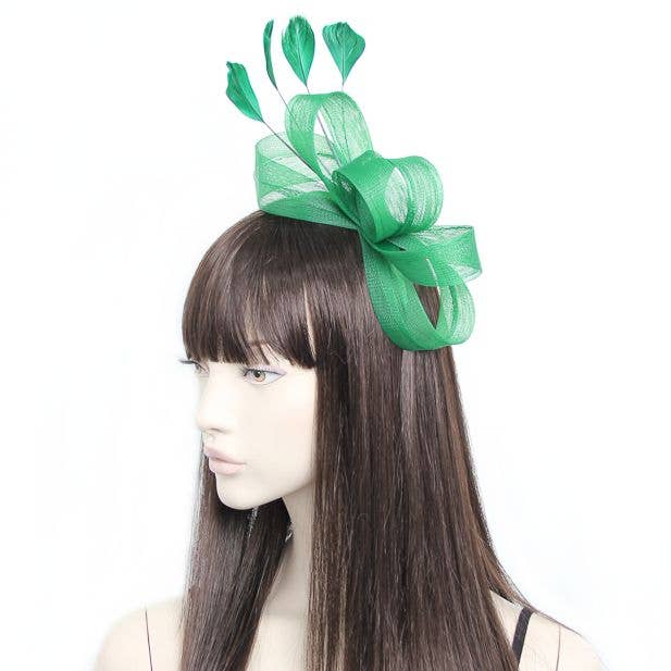 Style Ivy. Green Looped Fascinator On An Aliceband for wholesale by Inca UK