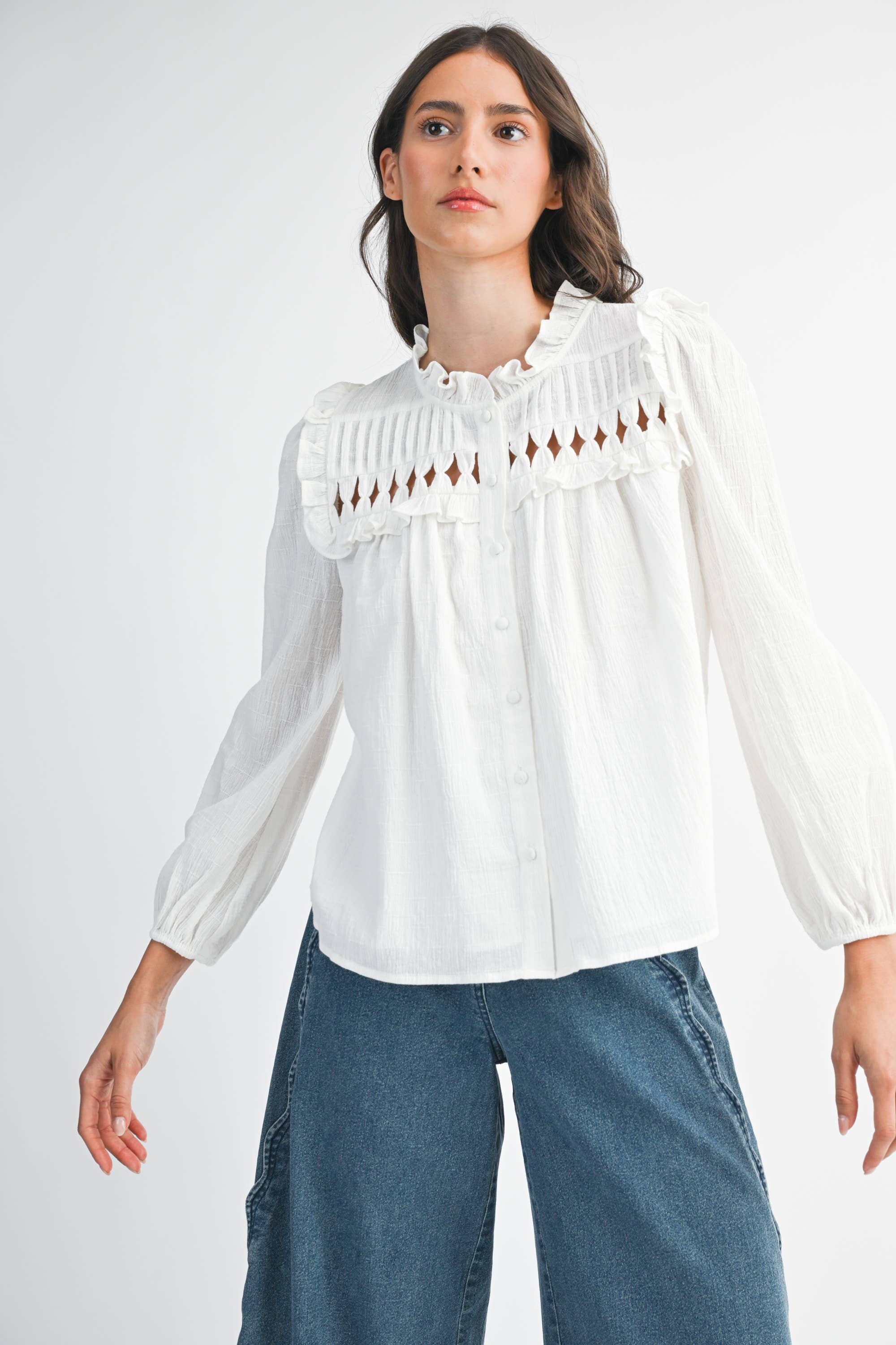 Camellia - Vente Chemisier – femme - BLOUSE AVEC DÉTAILS VOLANTÉS7