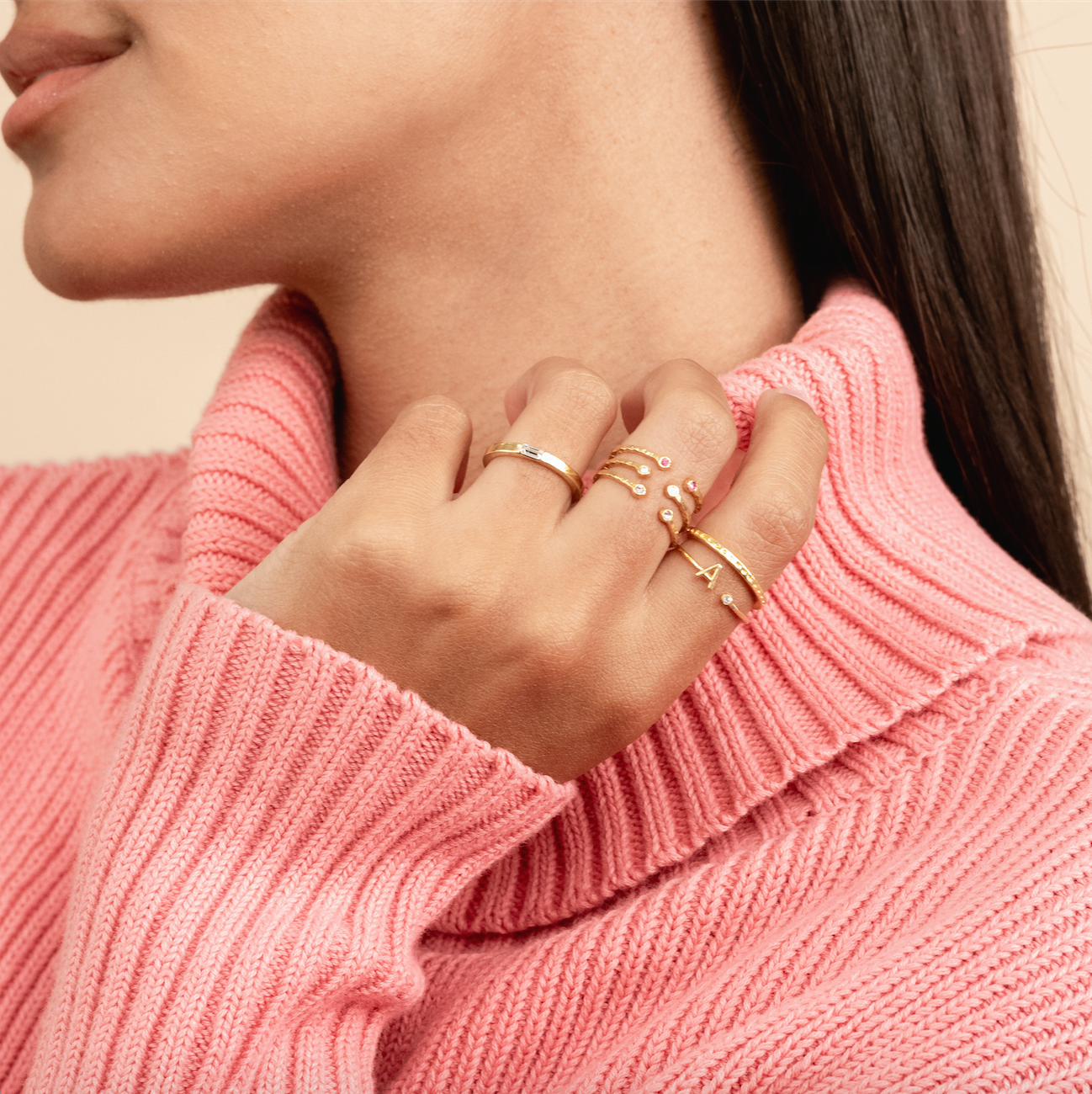 Katie Dean - Wholesale Band/Stacked Ring - 18K Gold Plated, Size 7 Initial Ring29