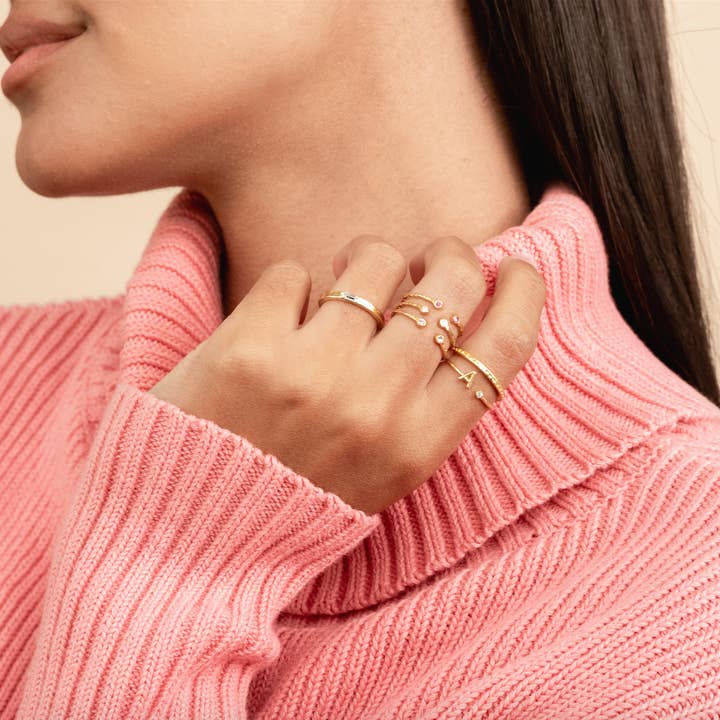 Katie Dean - Wholesale Band/Stacked Ring - 18K Gold Plated, Size 7 Initial Ring29