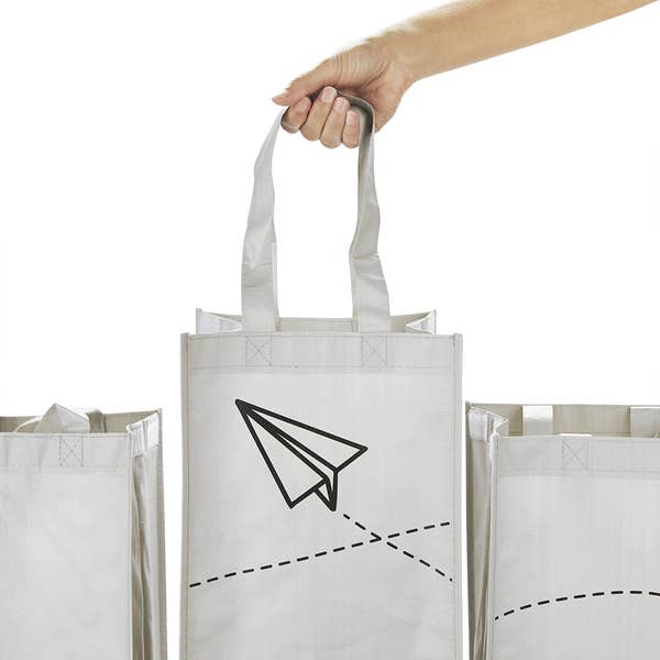 Balvi – Großhandel Mülleimer/Papierkorb – Recycling-Taschen-Set, ordentlicher Müll, grau, recyceltes PP