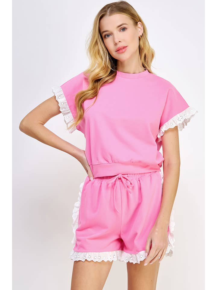 Strut & Bolt - Vente Haut en maille – femme - Haut en tricot à œillets et bordure en dentelle7