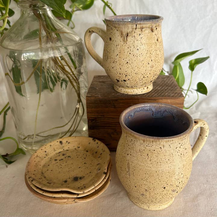 Handmade Tan Speckled 16oz Ceramic Mug for wholesale by Nala Studio