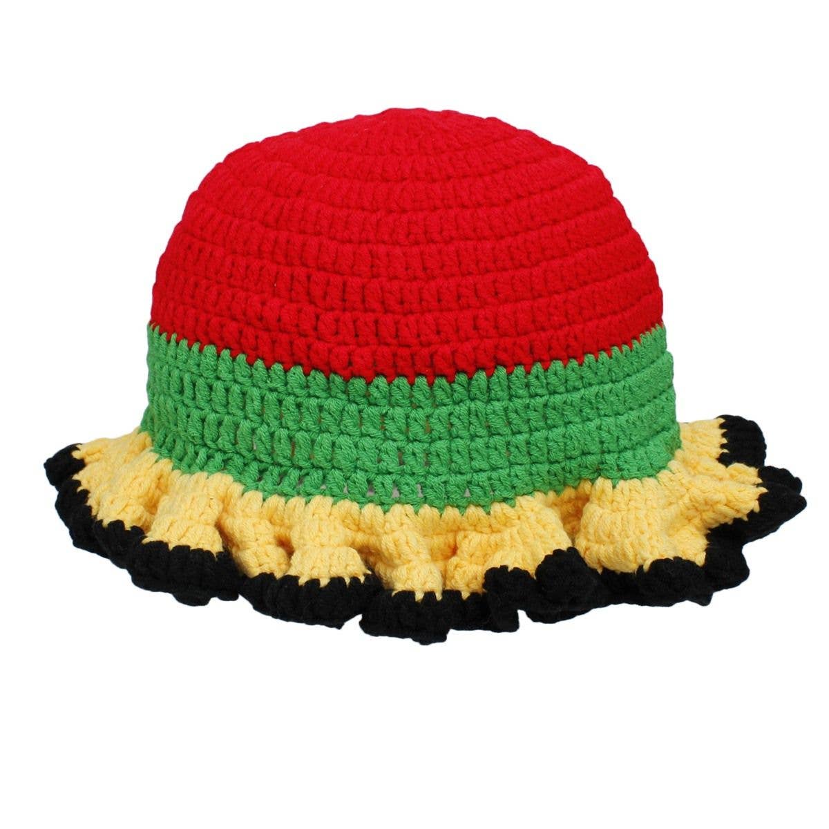 Color: Rojo Sombrero de ganchillo rojo multicolor con volantes para mujer de venta al por mayor en Faire0