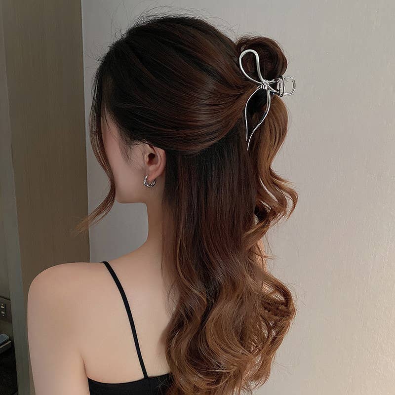 Little Trendy - Wholesale Hair Clip - Women's - Metal bow hairpin large bow hair clip claw3