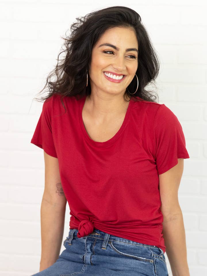 The Scarlet Scoop Neck Tee for wholesale by Flying Colors Apparel