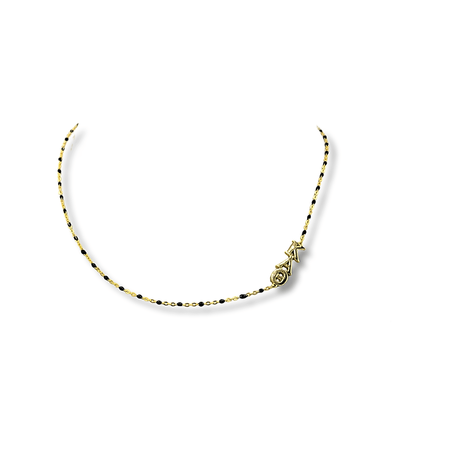Black N201 KAT-The Kappa Alpha Theta Necklace: Side Set ΚΑΘ Enamel Bead Necklace for wholesale on Faire3