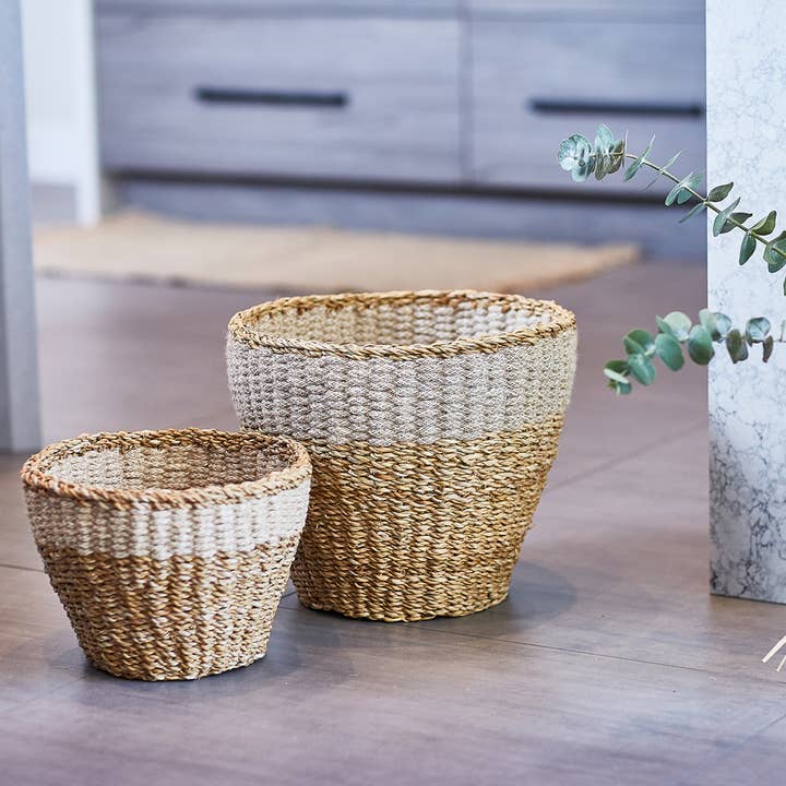 KORISSA - Wholesale Basket - Handwoven Wicker Storage Basket • Savar Planter-Set of 23