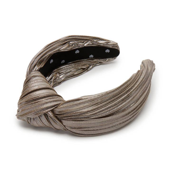 ANTIQUE SILVER KNOTTED PLEATED HEADBAND for wholesale by Lele Sadoughi