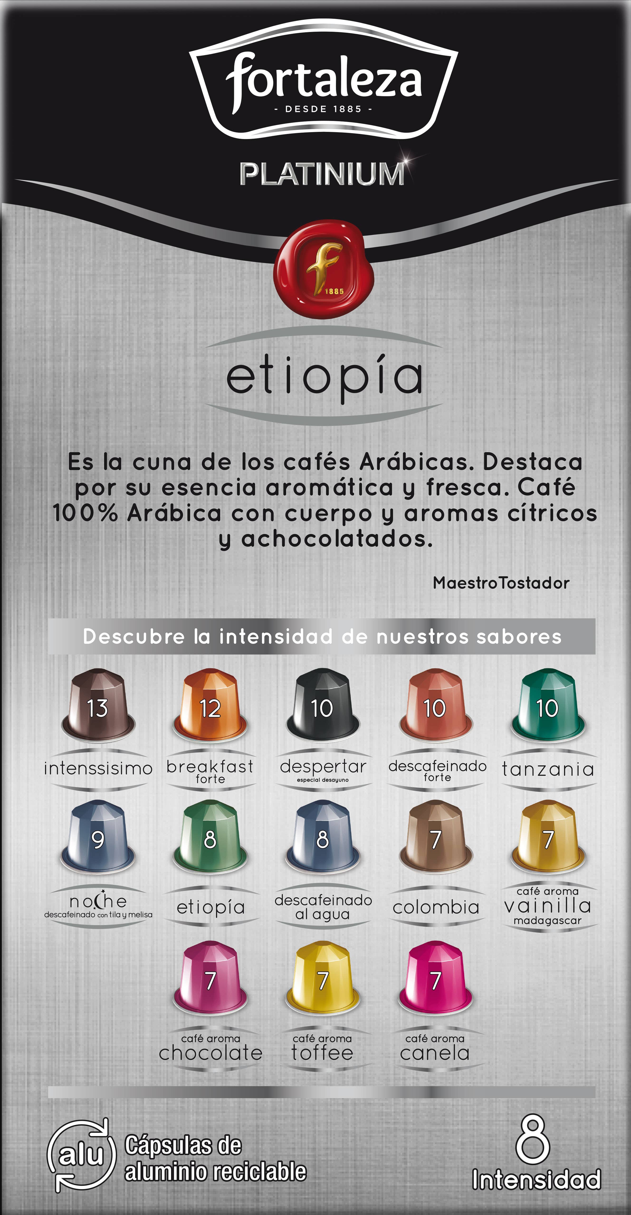 Café Fortaleza - Wholesale Instant Coffee/Espresso - Platinium Ethiopia compatible capsules Nespresso 8x10cap2