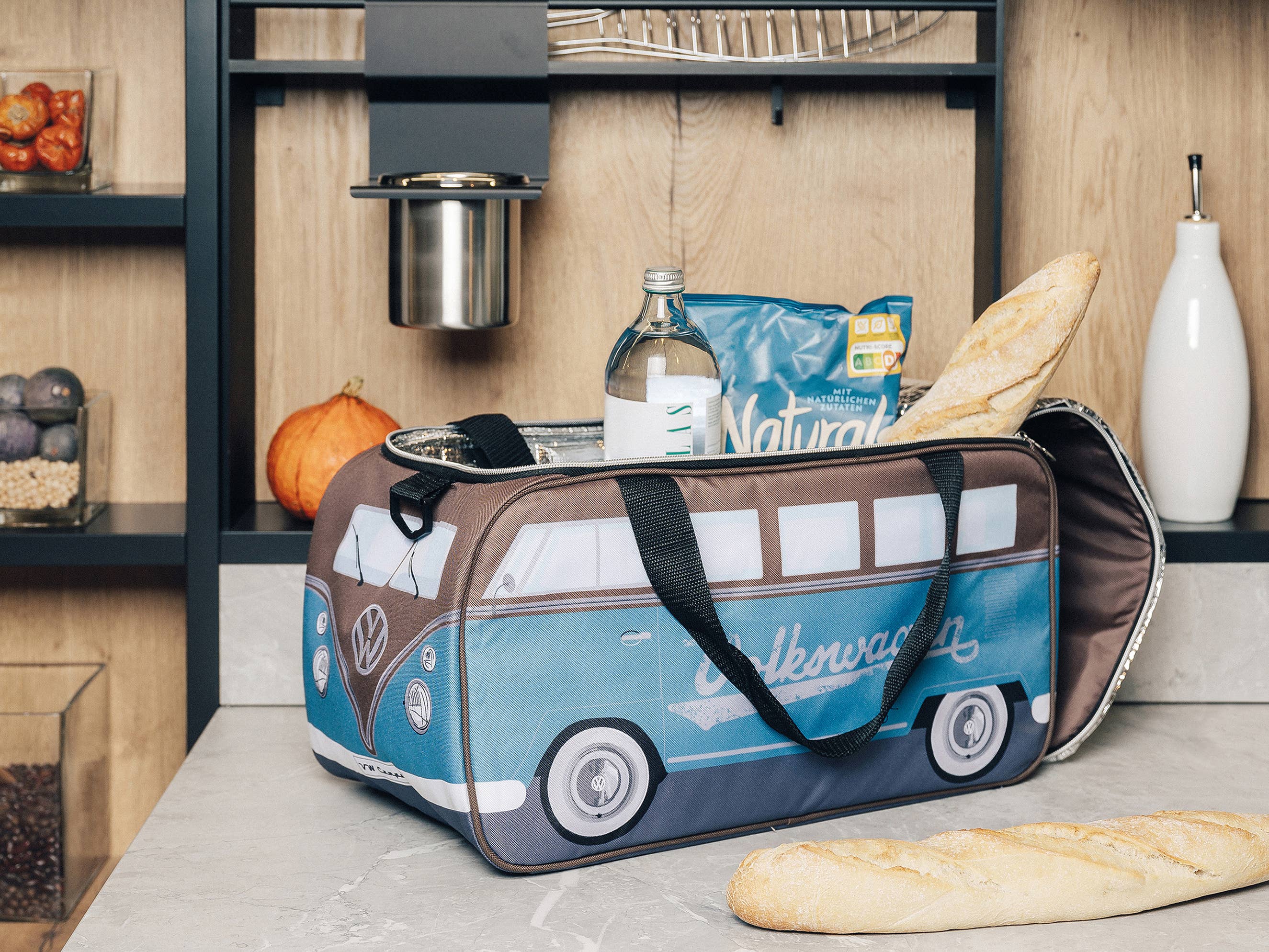VW Collection by BRISA - Vente Glacière/sac isotherme - Sac isotherme léger VW T1 Bus de 25 l – Bleu pétrole/BN6