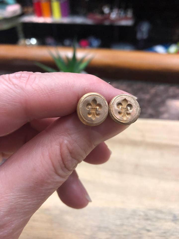 Fleur de Lis Earrings Studs for wholesale by Adorn