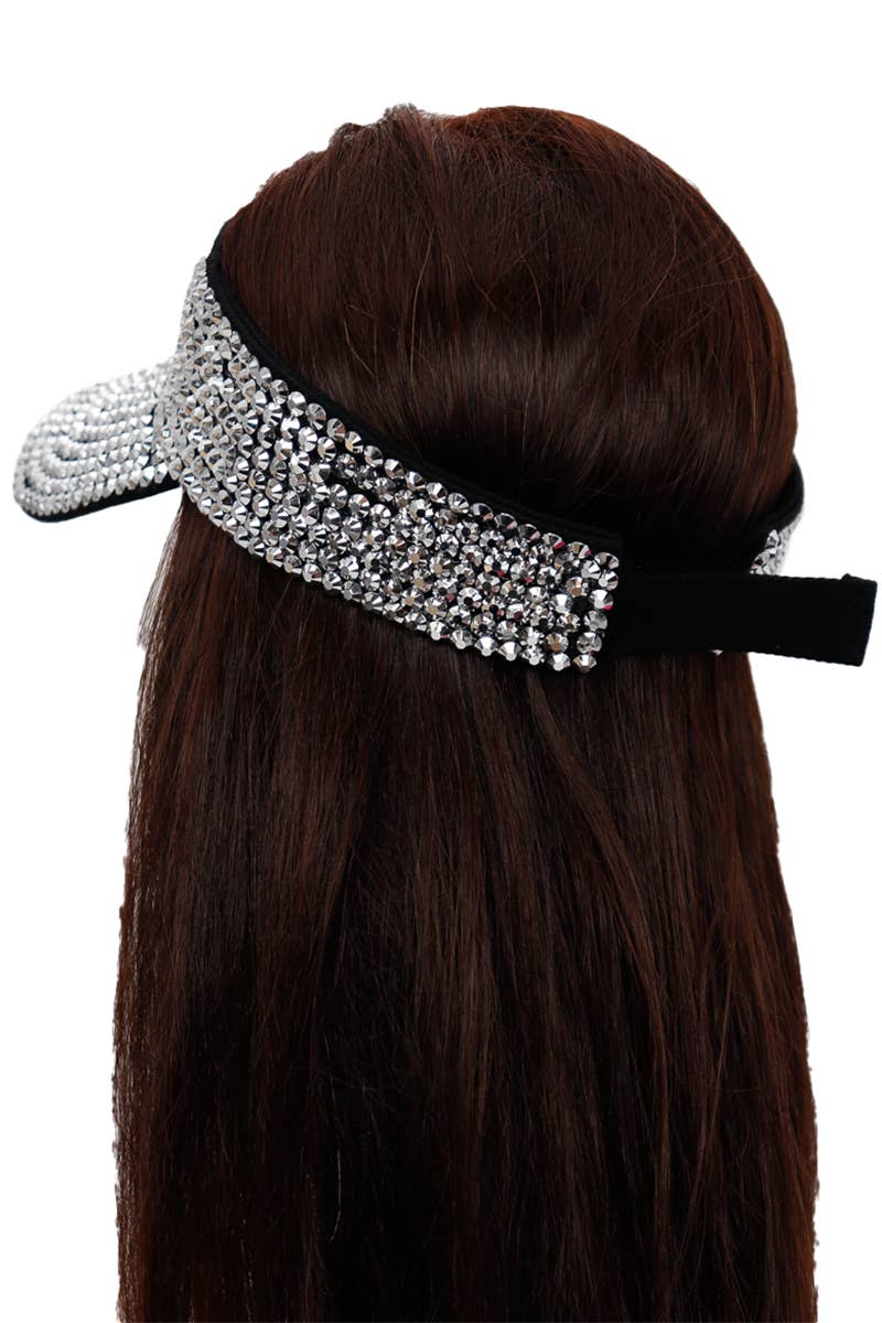 Cap Zone - Wholesale Visor - Women's - Full Bling Rhinestone Acrylic Velcro Visor20