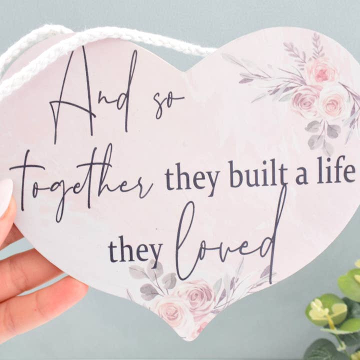 Lived a Life They Loved Hanging Wooden Heart Plaque / Sign for wholesale by Amaya Rose Ltd.