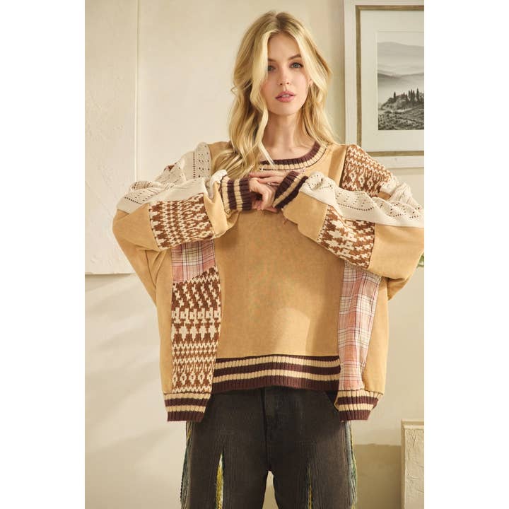 Oli&Hali - Wholesale Sweatshirt - Women's - WASHED FABRIC MIX SWEATER TOP5