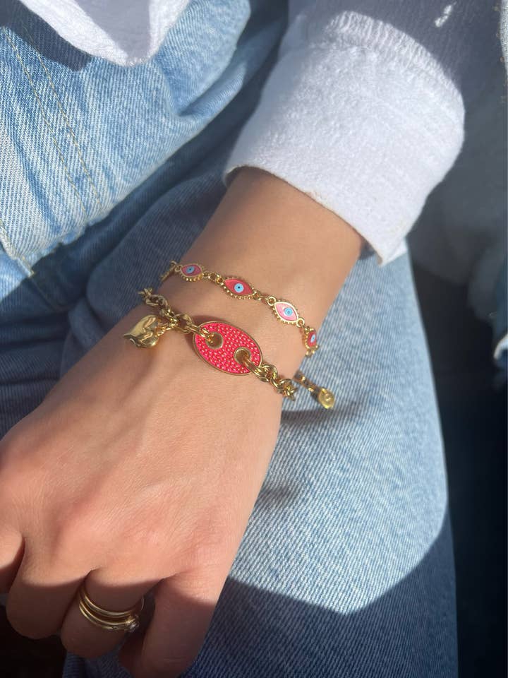 Korall armband Chunky kedja, minimalistisk onda ögat armband, H för wholesale av Christina Christi