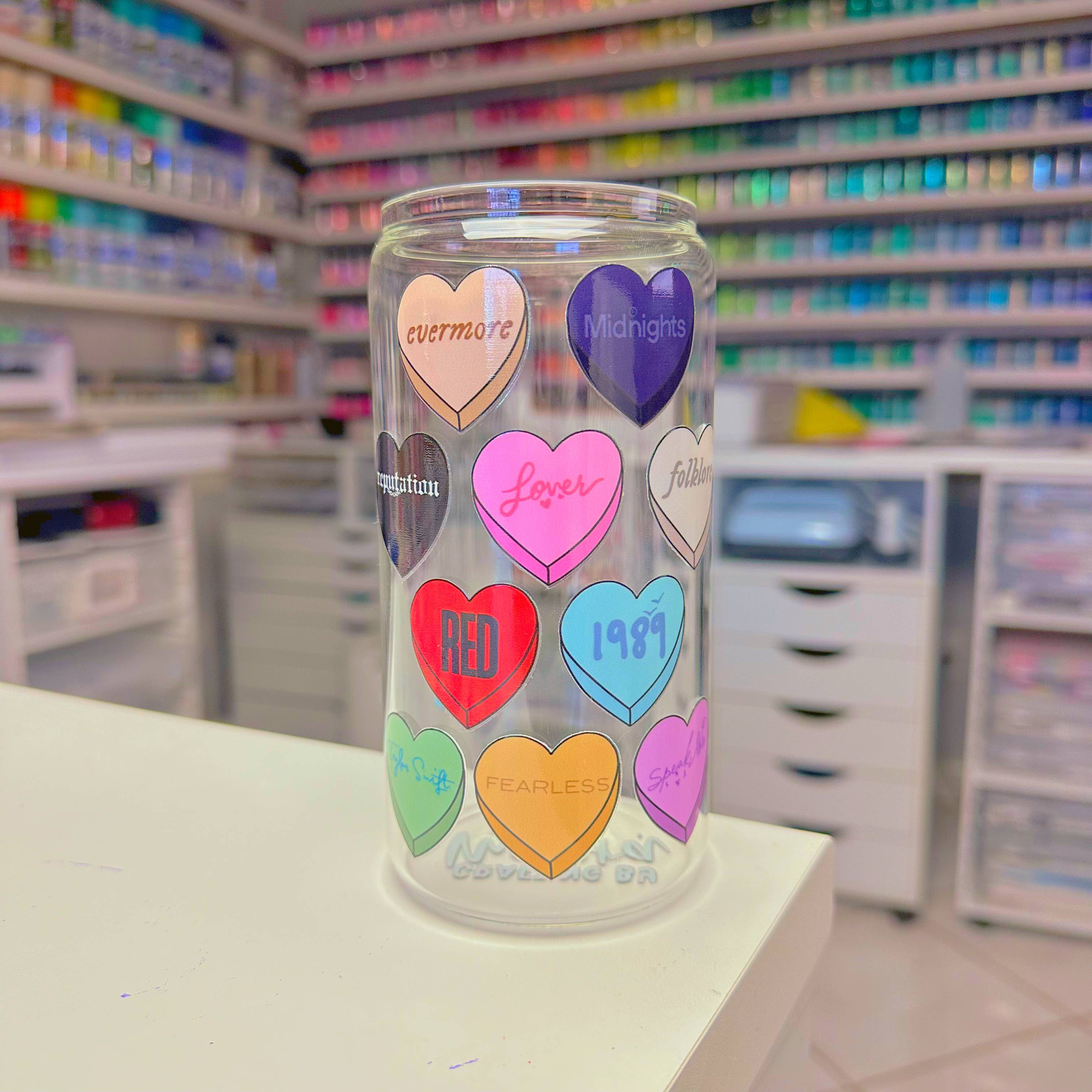 Crafting by Mayra - Vente Verre/tasse - Boîte en verre Taylor Swift Eras Tour Candy Hearts