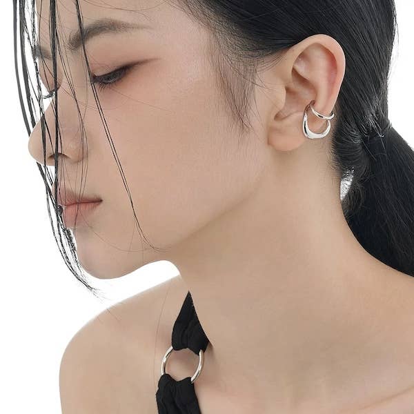 LanLivia - Wholesale Cuff/Wrap Earrings - Unique design double line golden n silver ear cuff-one piece11