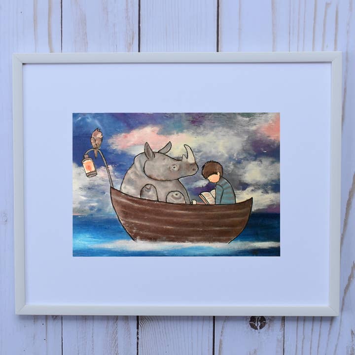 The Rhino's Boat Framed Art Print for wholesale by Andralynn Creative Designs