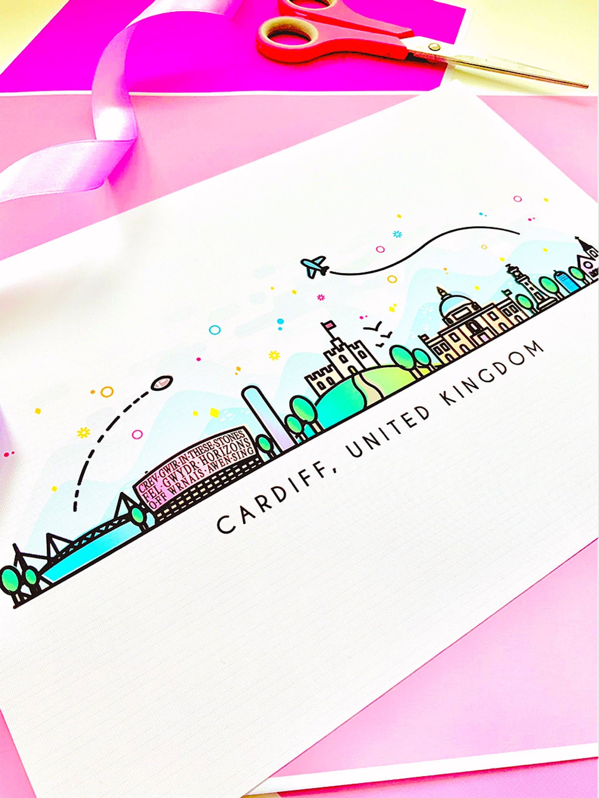 CoconuTacha - Wholesale Art Print - Cardiff Skyline Wall Art Print1