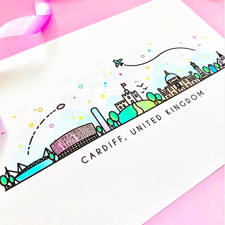 CoconuTacha - Wholesale Art Print - Cardiff Skyline Wall Art Print1
