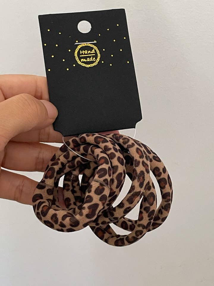 LDC 5pcs Leopard Elastic Hair Tie Set for wholesale by Little Daisy Closet