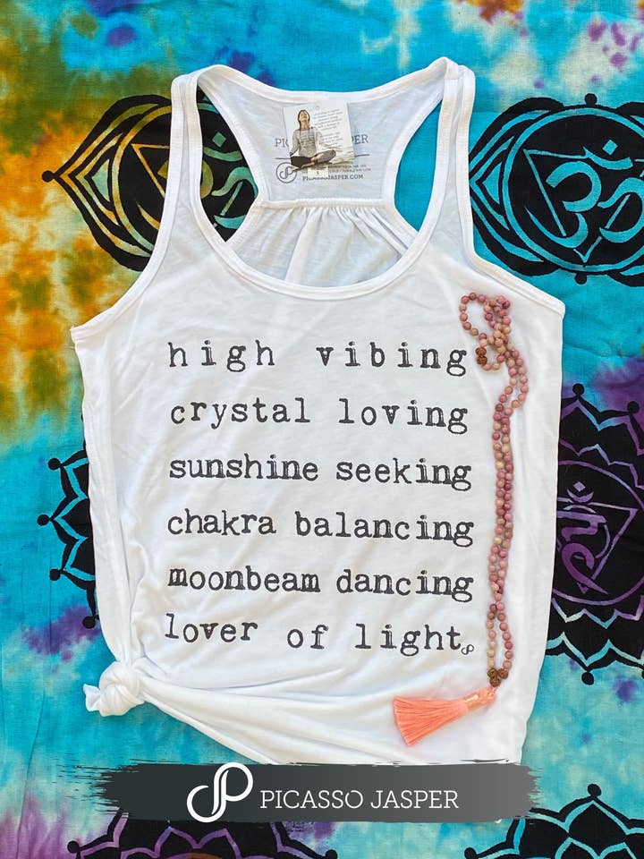 Picasso Jasper - Wholesale Tank Top - Women's - Lover of Light, White Flowy Tank
