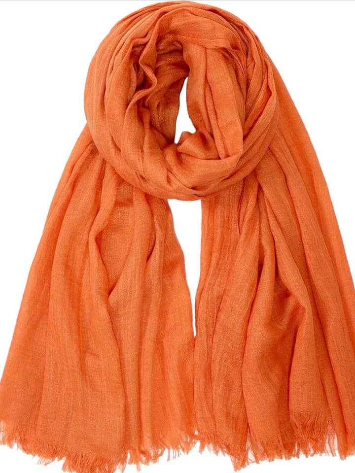 Shawl, Lightweight organic cotton scarf, Orange for wholesale by DesignsNYC
