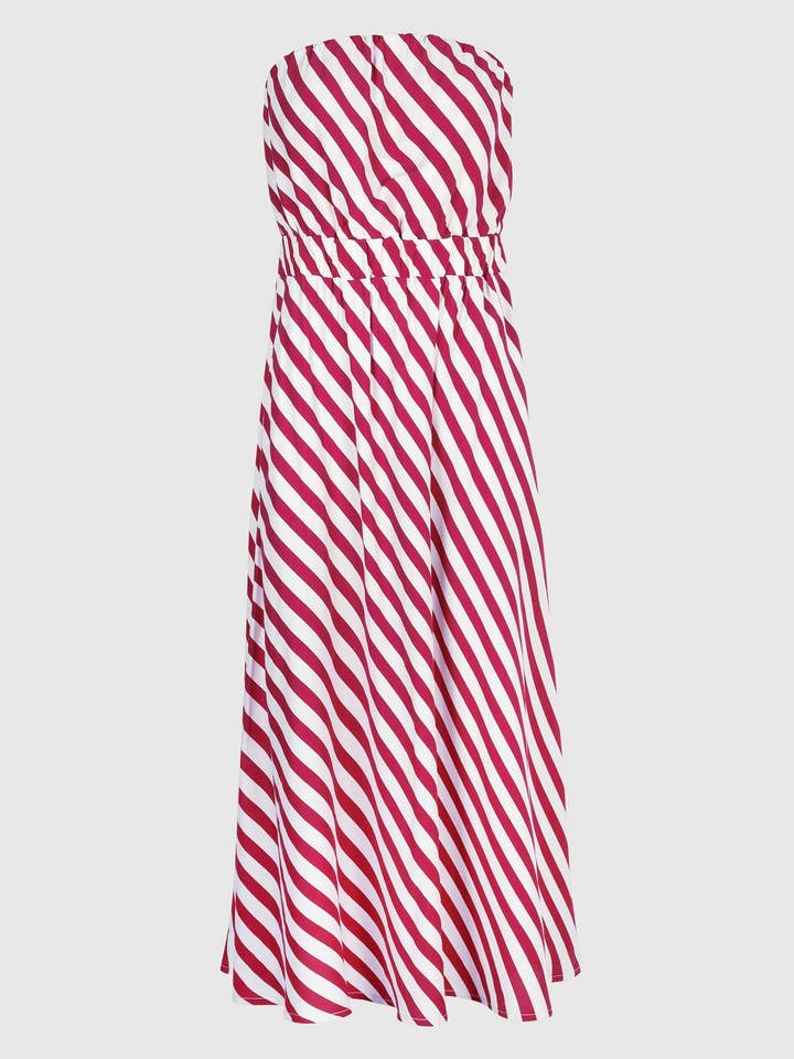 An'ge - Vendita all'ingrosso Vestito - Donna - ABITO LUNGO MIKITRY a righe lampone5