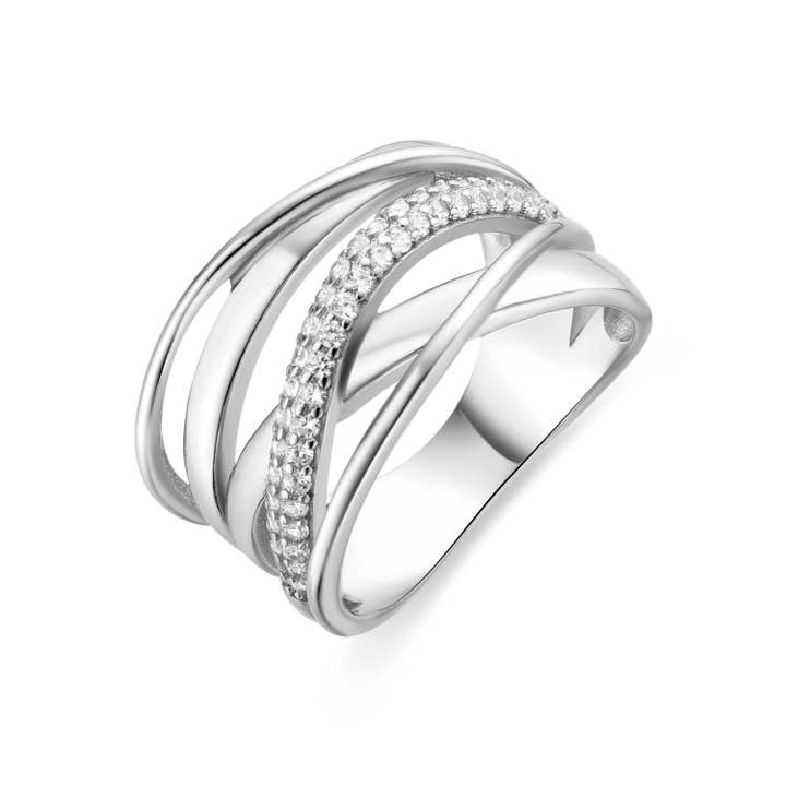 Anello Luxenter in Argento Sterling 925 con Zirconia Brillante finitura in rodio - Abca per la vendita all'ingrosso da parte di Luxenter