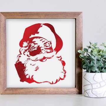 Magnetisk säsongsdekorinsats för utbytbar skylt (Medium): Falsk metallisk jul-Santa | Magnetisk skyltblanka säljs separat för wholesale av Simpler Seasons Decor
