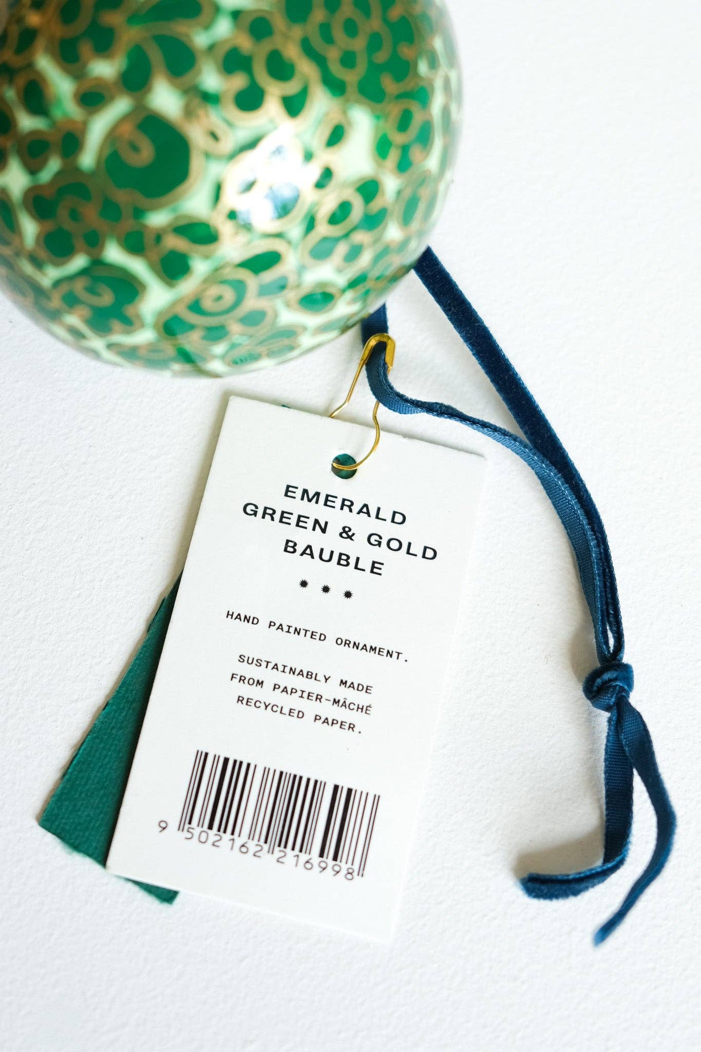 East End Press – wholesale Ornament – UK/EU: Emerald Green and Gold Bauble1