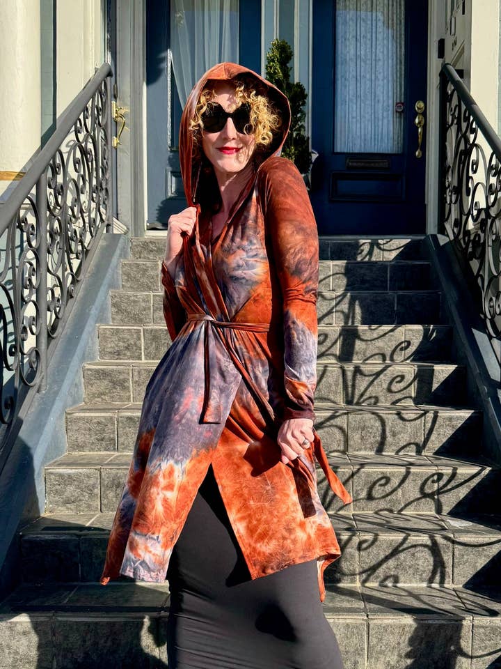 Printed Tiedye Hooded Cloak w/ Pockets #1 for wholesale by Love on Haight