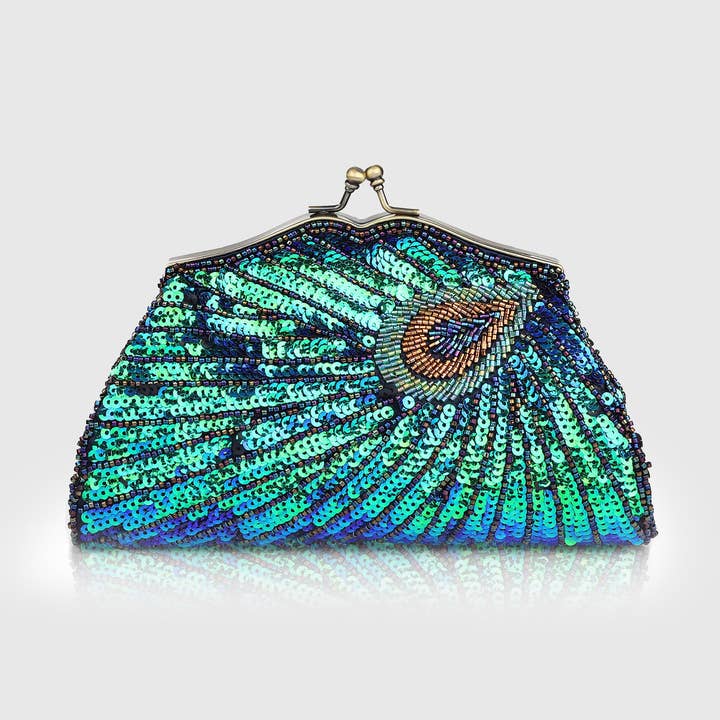 Verde Primavera Borsetta a Pochette con Perline Brillanti a Forma di Pavone in vendita all'ingrosso su Faire0
