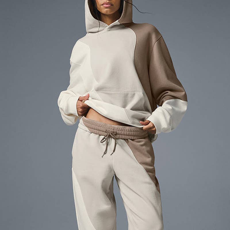 WONDERXFANS - Wholesale Hoodie - Women's - Color-Blocked Loose Casual long sleeve Hoodie Sweatshirt5